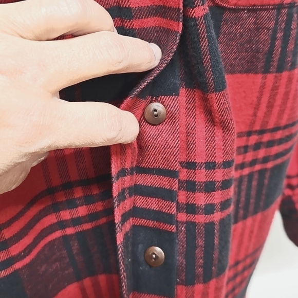 Vtg Ralph Lauren Country Plaid Flannel Button Up Shirt, Size L, Red & Black - Picture 5 of 11